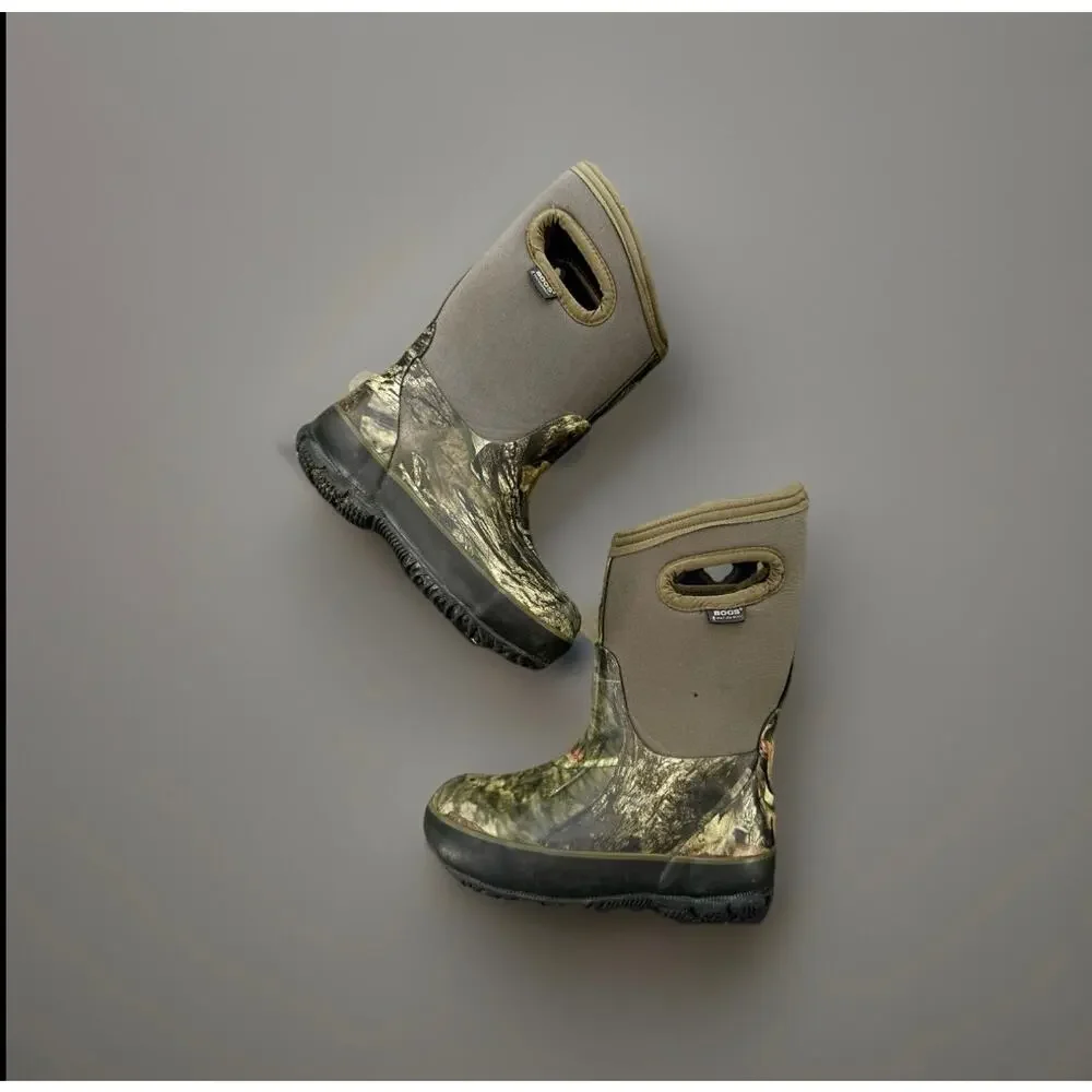 Bogs Kids Waterproof Camo Rain Boots Youth Size 10 Neoprene Pull On